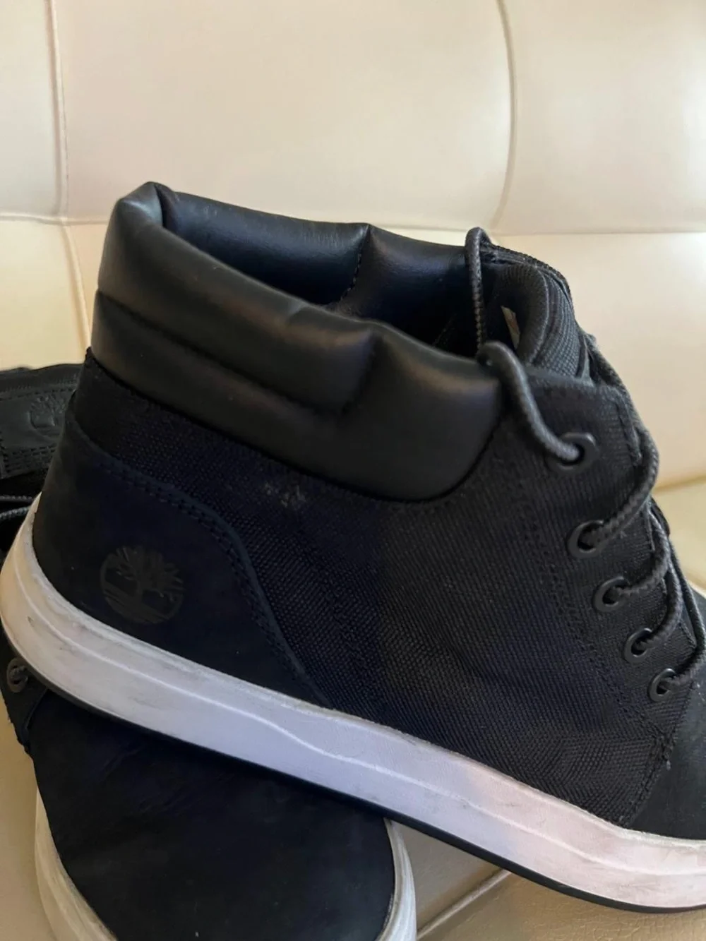 Timberland Black High-Top Sneakers with White Sole